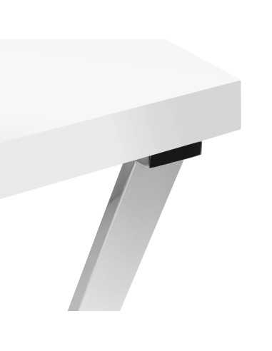 Chrome Solo Manicure Table with White Top and Crossed Legs