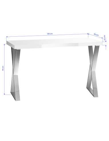 Mesa de manicure Chrome Solo com tampo branco e pernas cruzadas