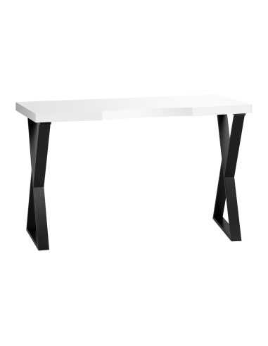 Mesa de manicure Solo preta com tampo branco e pernas geométricas