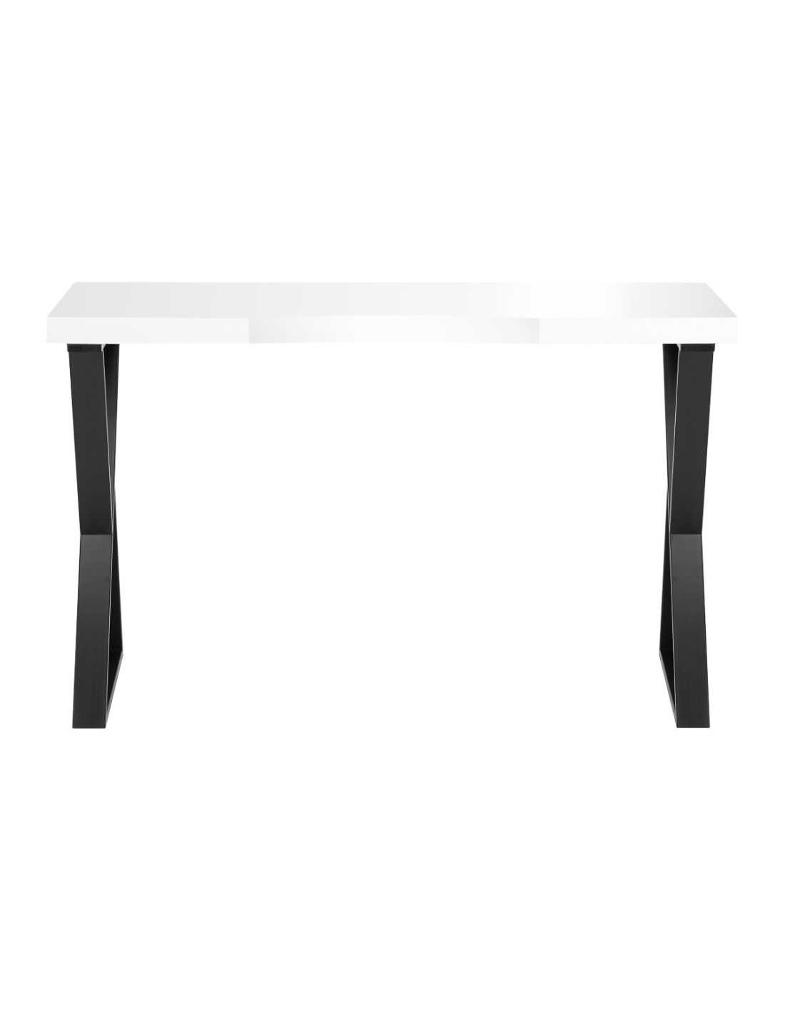 Mesa de manicure Solo preta com tampo branco e pernas geométricas