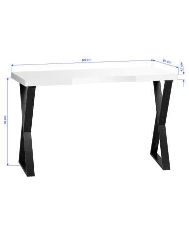 Mesa de manicure Solo preta com tampo branco e pernas geométricas