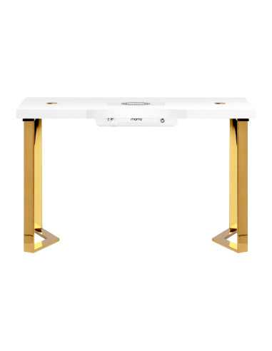 Golden Elegance Maniküretisch mit weißer Platte und integriertem 48-W-Staubsauger