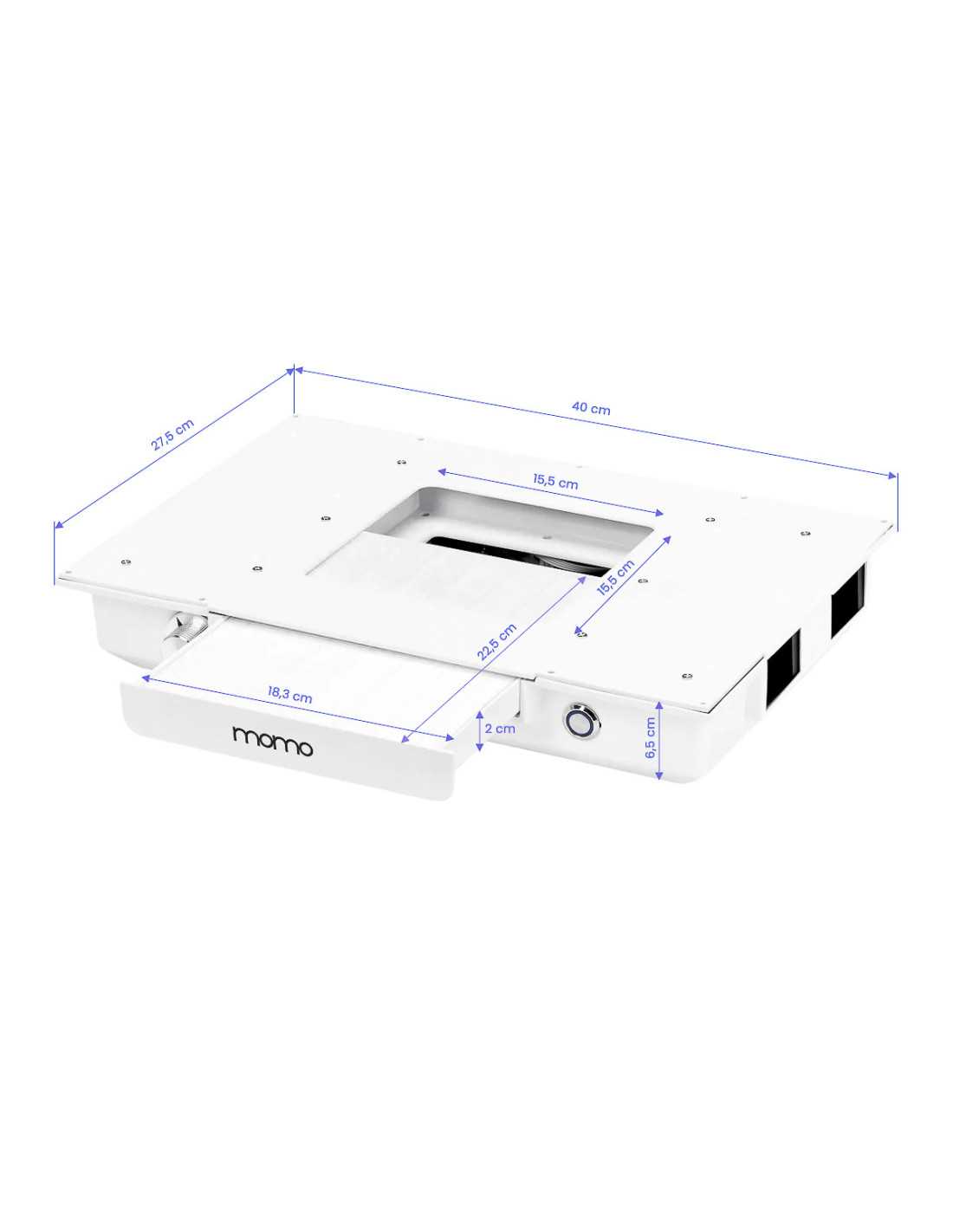 Table de Manucure Élégance Dorée Plateau Blanc & Aspirateur Intégré 48W 