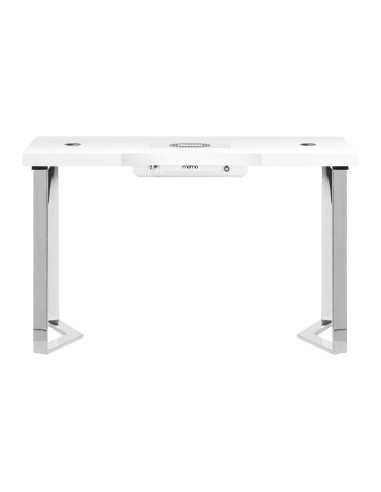 Mesa de manicura Elegance cromada con cubierta blanca y aspiradora integrada de 48 W