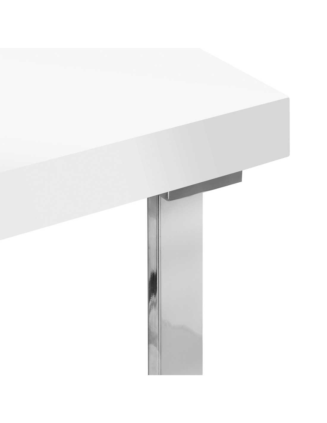 Mesa de manicura Elegance cromada con cubierta blanca y aspiradora integrada de 48 W