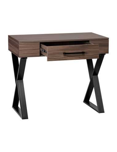 Mesa de manicure Solo de madeira escura preta com pernas cruzadas