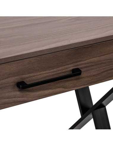 Table manucure Épure Bois Foncé Solo Pieds Croisés noirs 