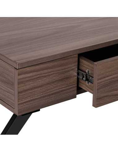 Table manucure Épure Bois Foncé Solo Pieds Croisés noirs 