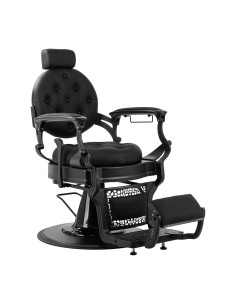 Cadeira de barbeiro GIULIANO Onyx – Estrutura em preto intenso e preto com linhas pretas
