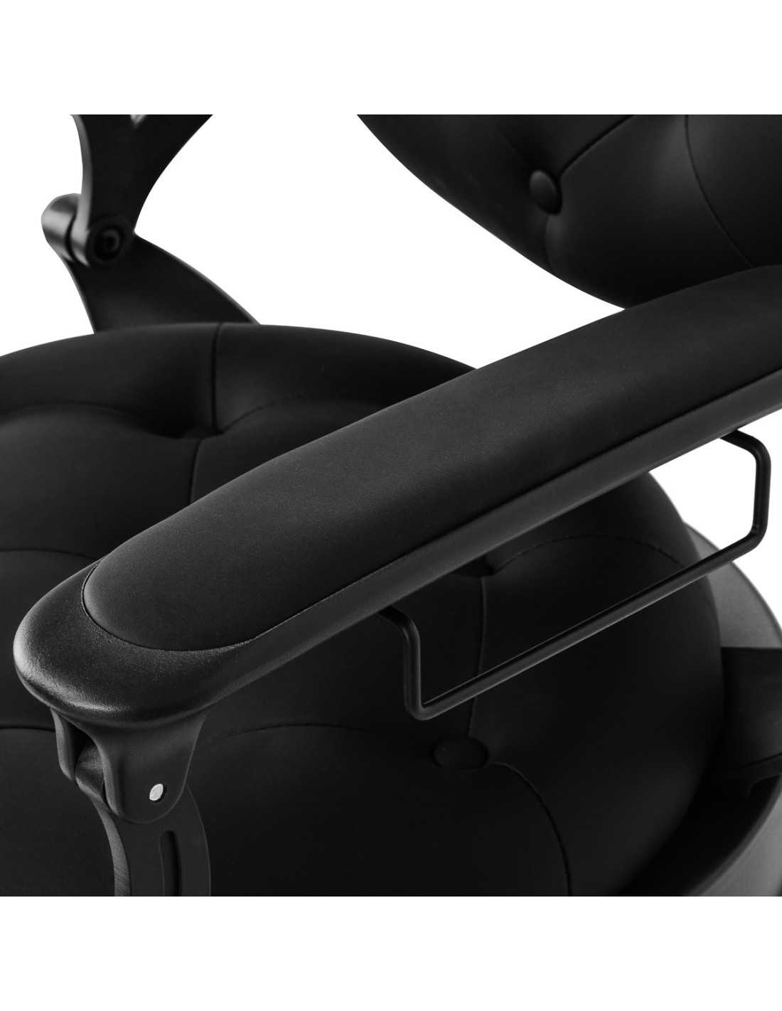 Cadeira de barbeiro GIULIANO Onyx – Estrutura em preto intenso e preto com linhas pretas