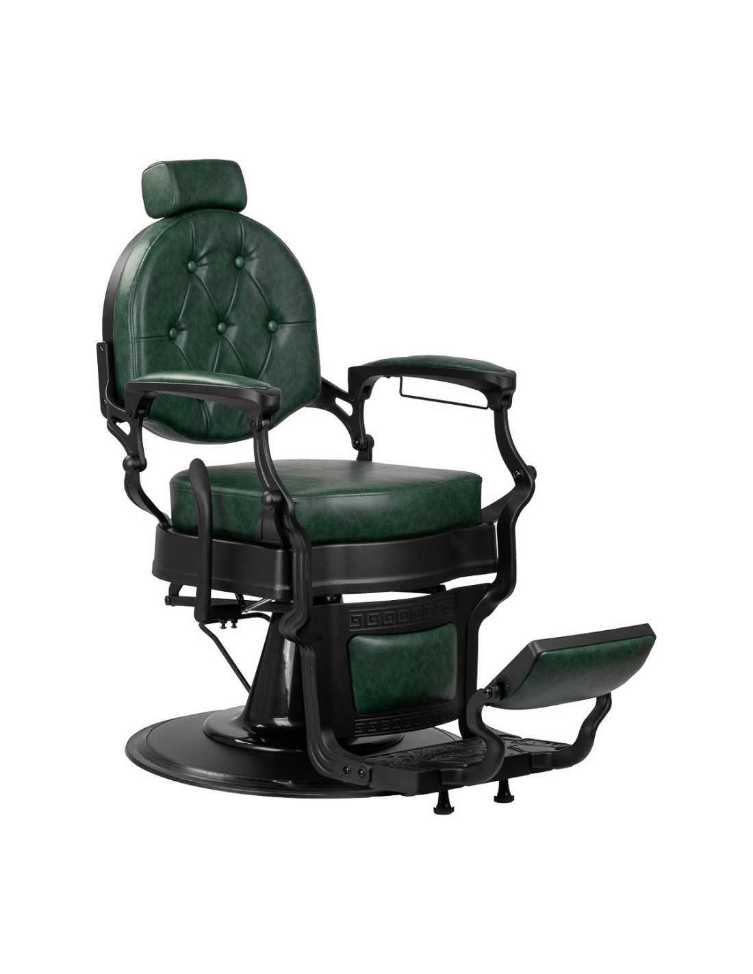 Cadeira de barbeiro Cavalese verde com estrutura preta