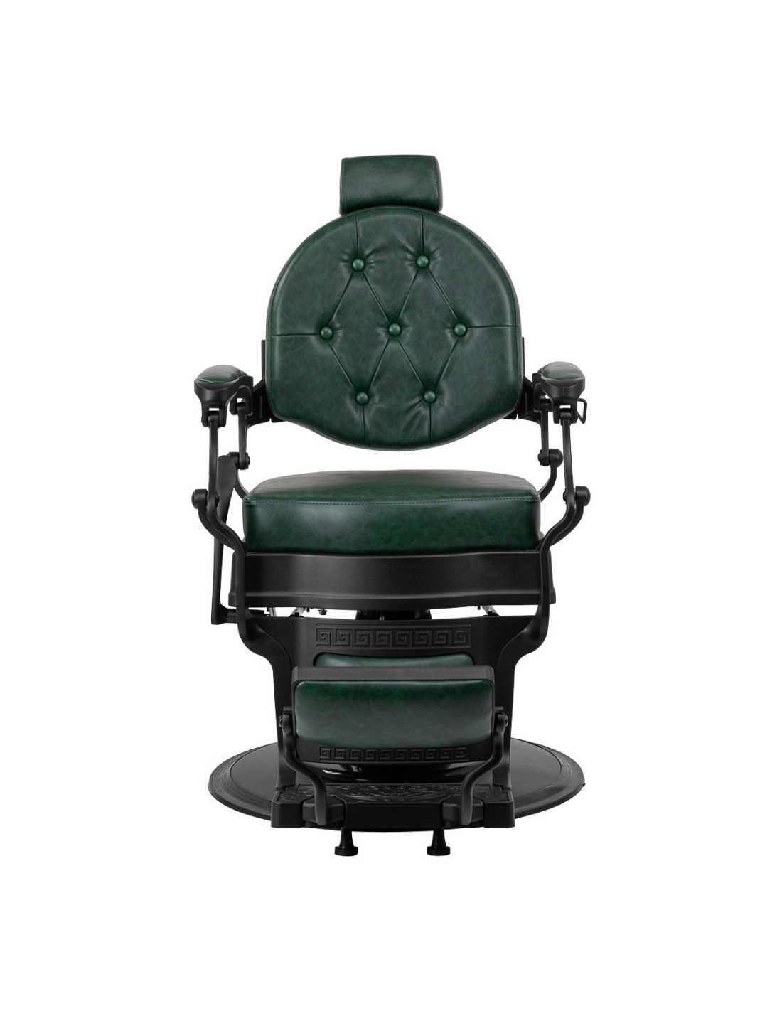 Poltrona da barbiere Cavalese verde con struttura nera