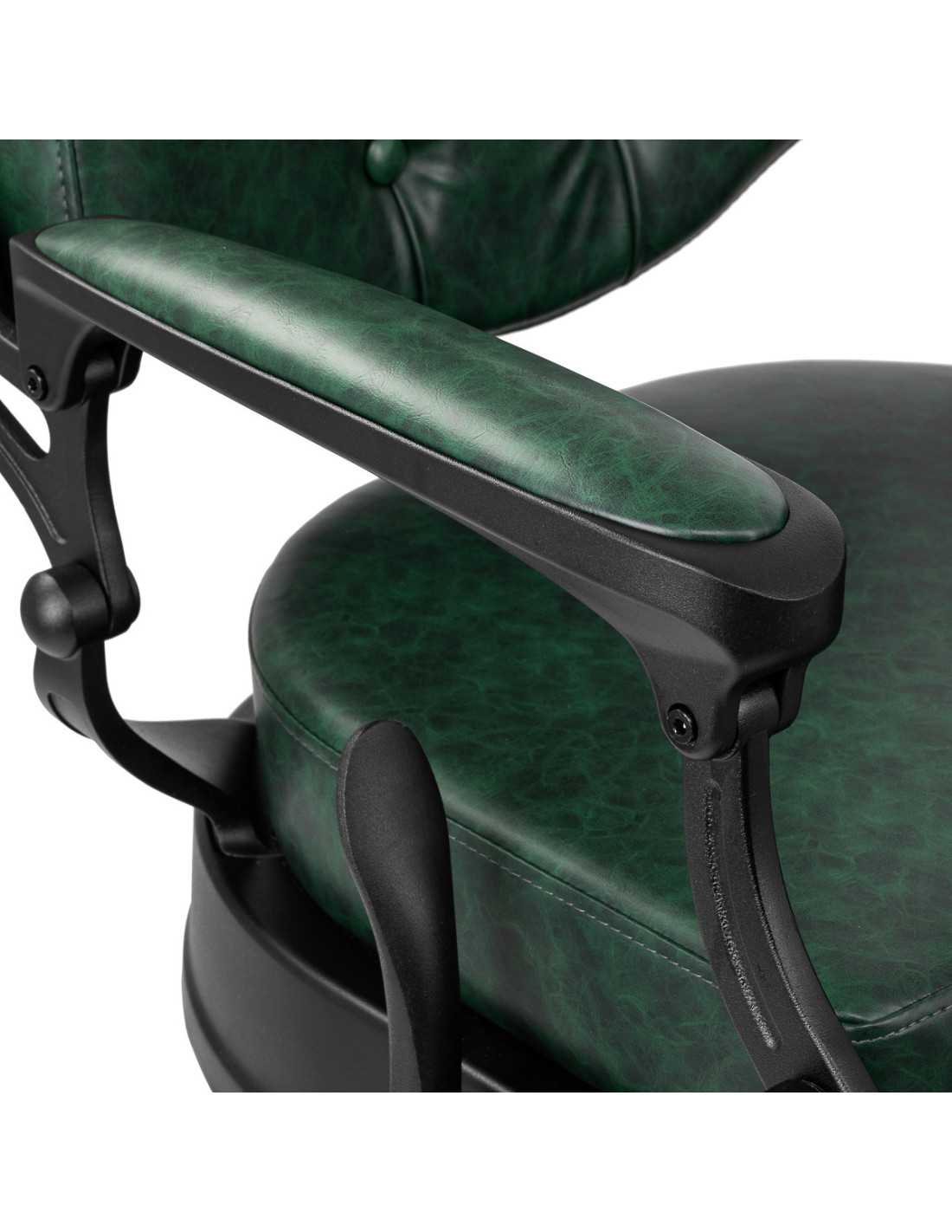 Poltrona da barbiere Cavalese verde con struttura nera