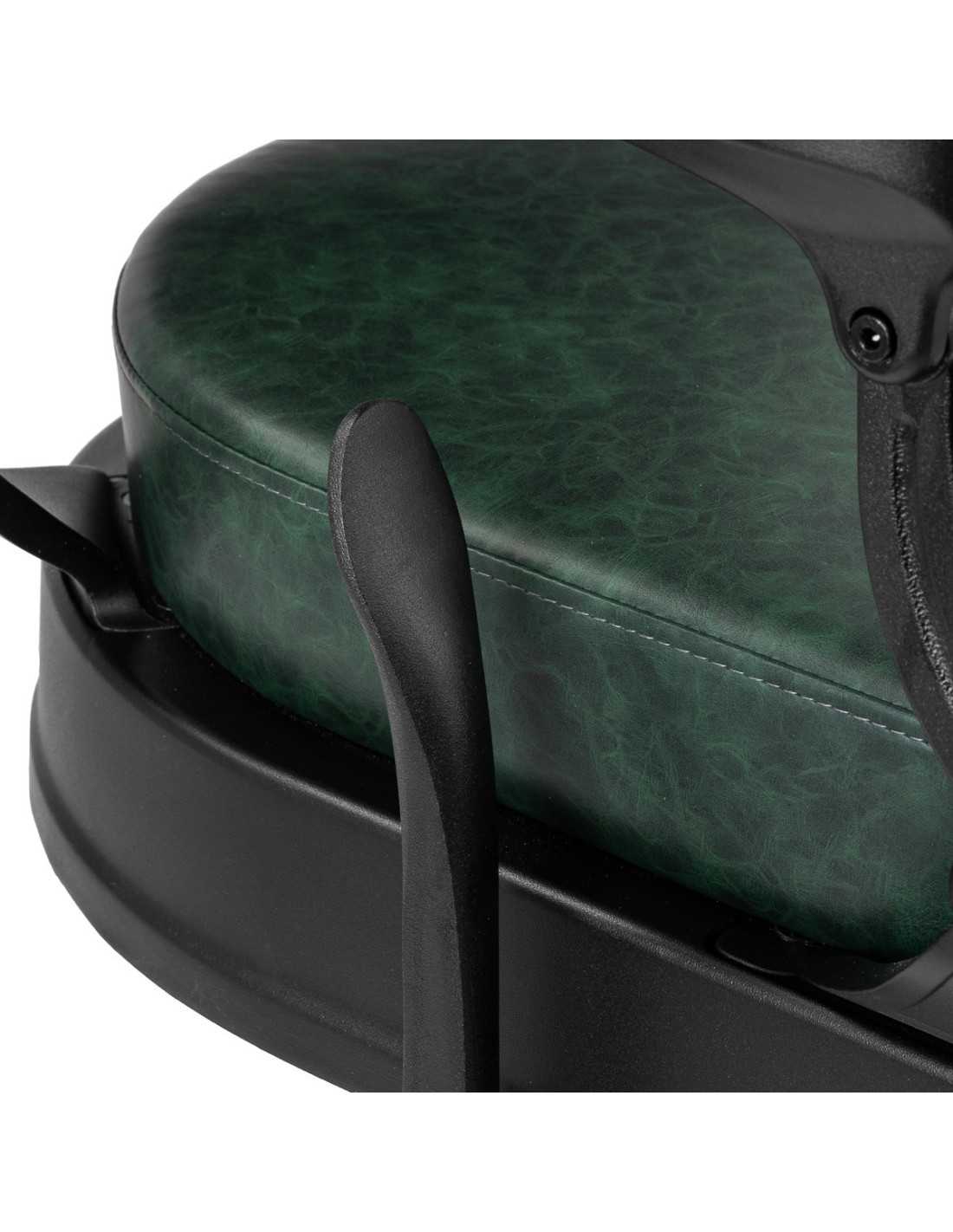 Poltrona da barbiere Cavalese verde con struttura nera