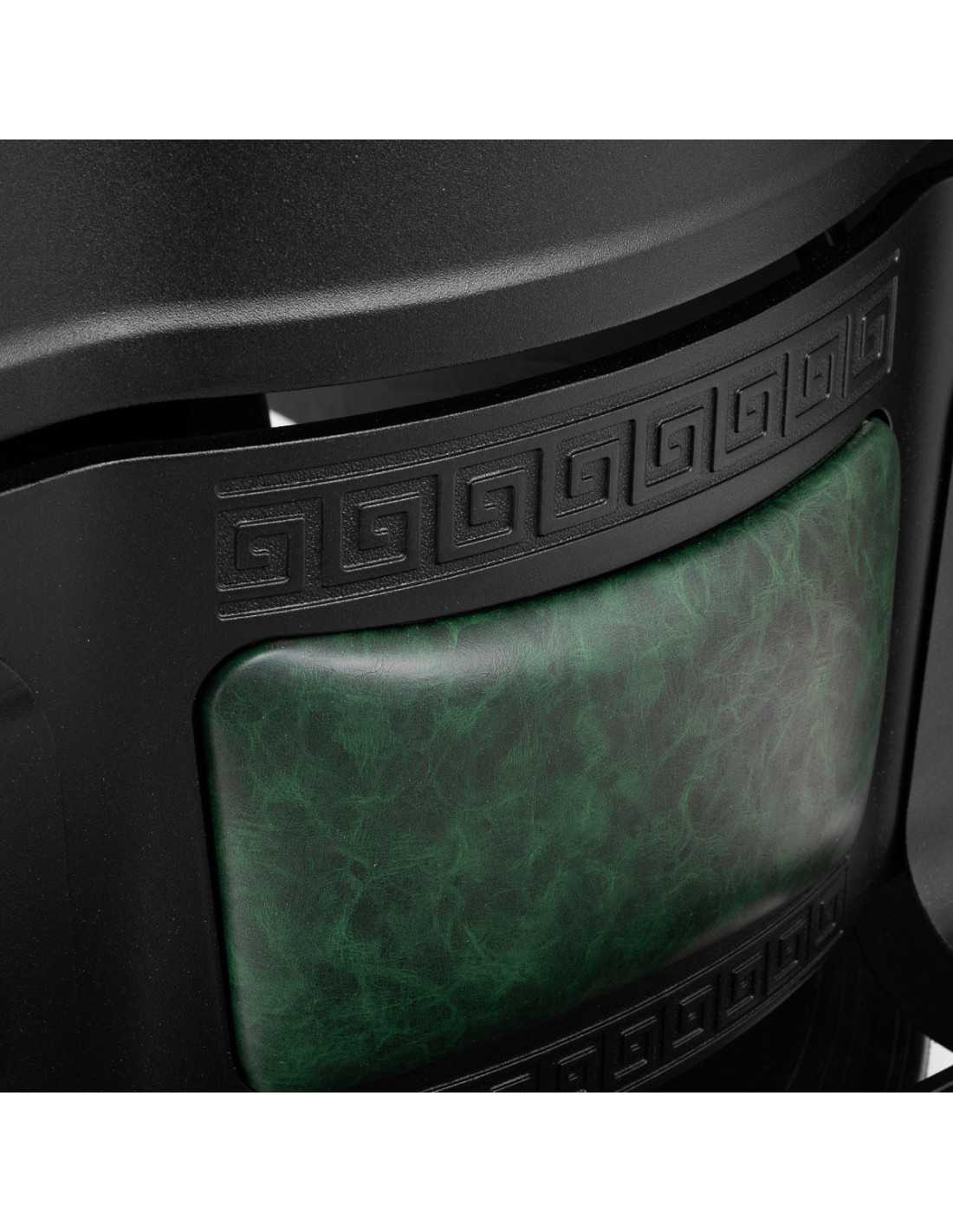Silla de barbero verde Cavalese con estructura negra