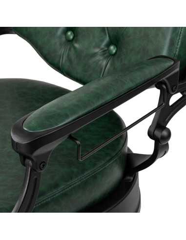 Poltrona da barbiere Cavalese verde con struttura nera