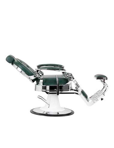 Cadeira de barbeiro Cavalese Green com estrutura cromada