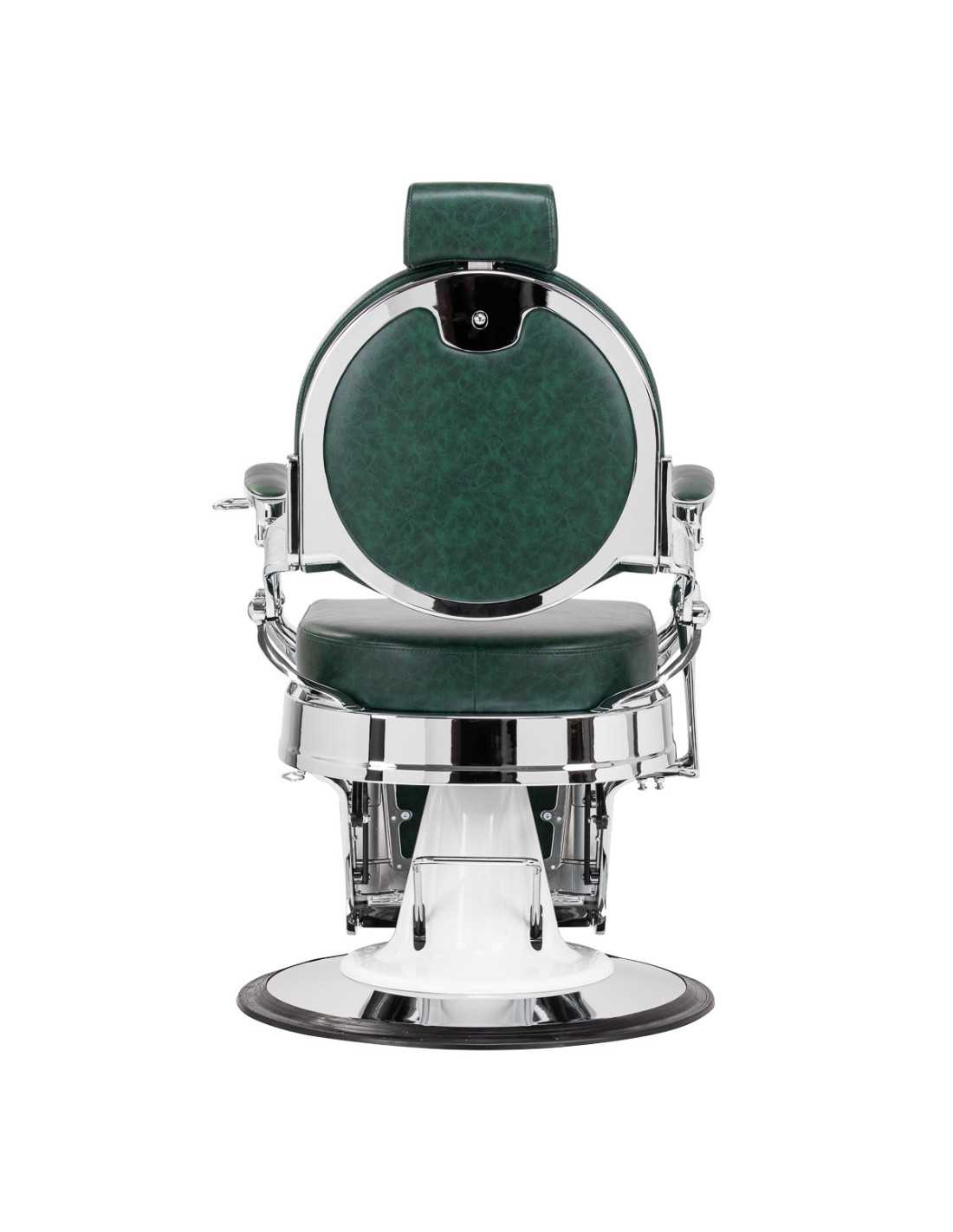 Cadeira de barbeiro Cavalese Green com estrutura cromada