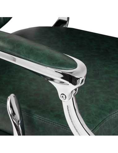 Poltrona da barbiere Cavalese verde con struttura cromata