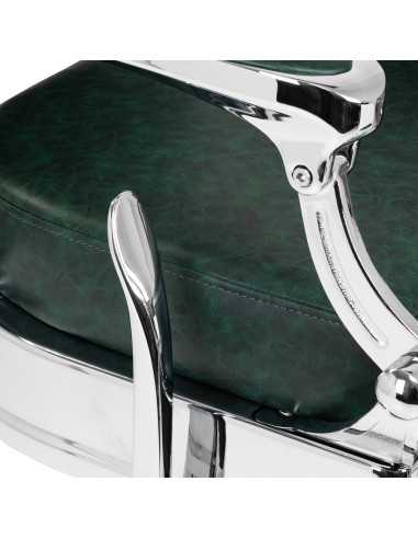 Poltrona da barbiere Cavalese verde con struttura cromata