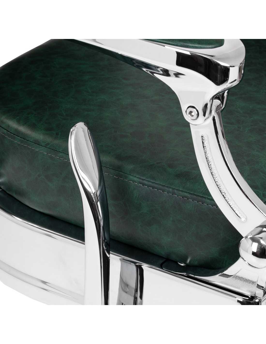 Poltrona da barbiere Cavalese verde con struttura cromata