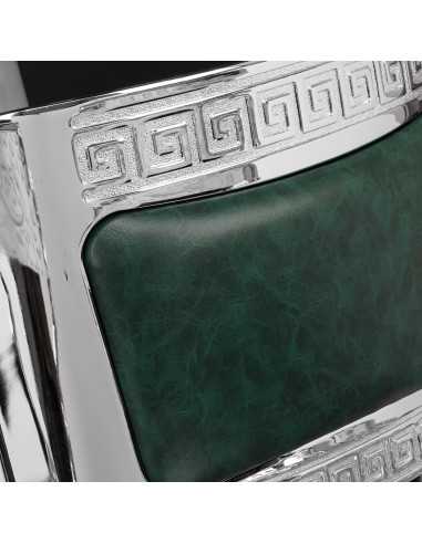 Poltrona da barbiere Cavalese verde con struttura cromata