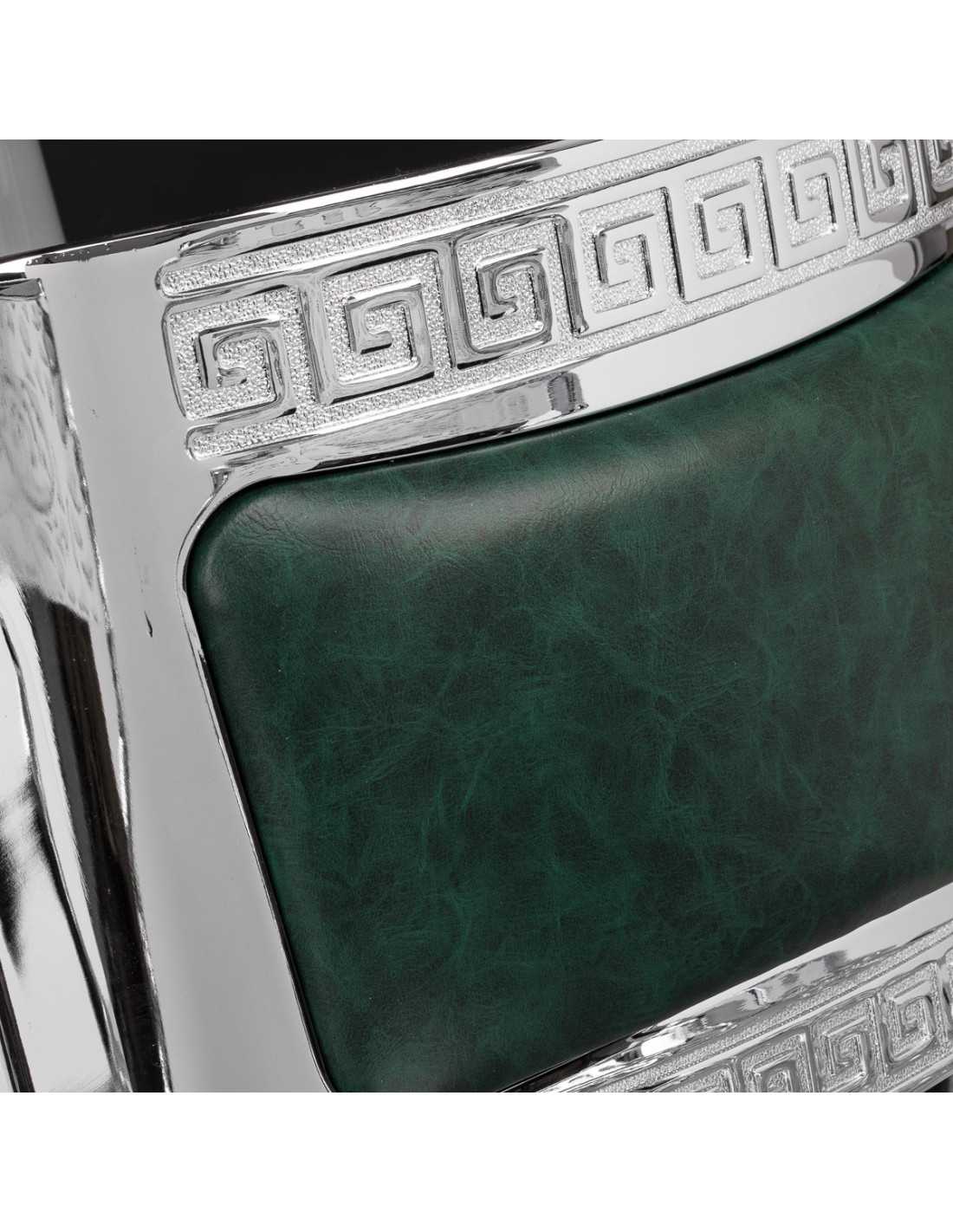 Cadeira de barbeiro Cavalese Green com estrutura cromada