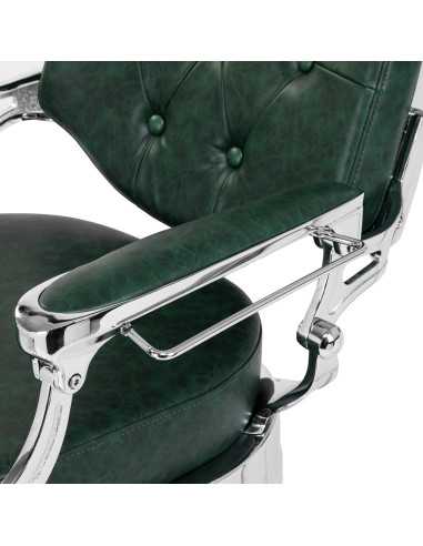 Cadeira de barbeiro Cavalese Green com estrutura cromada