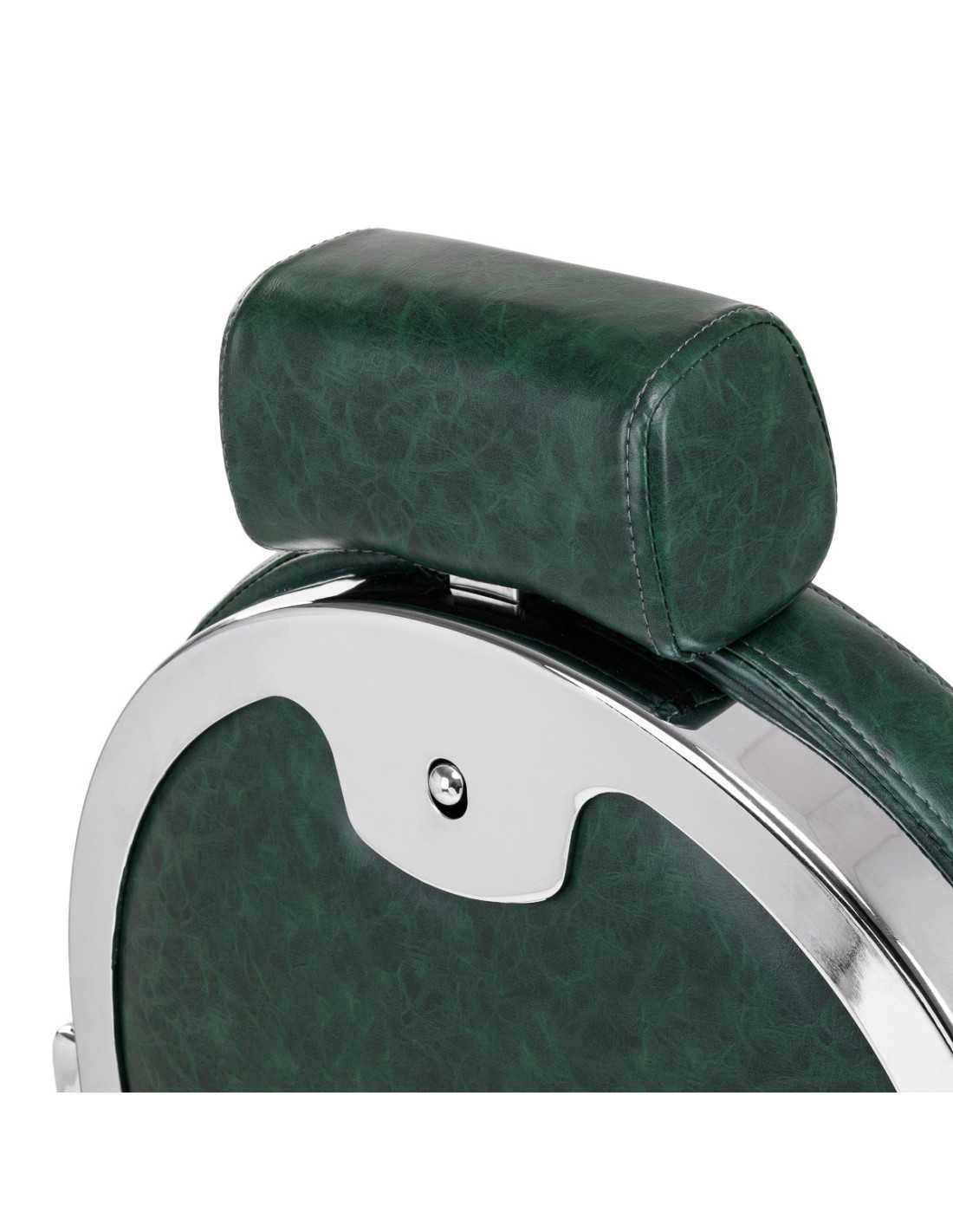 Poltrona da barbiere Cavalese verde con struttura cromata
