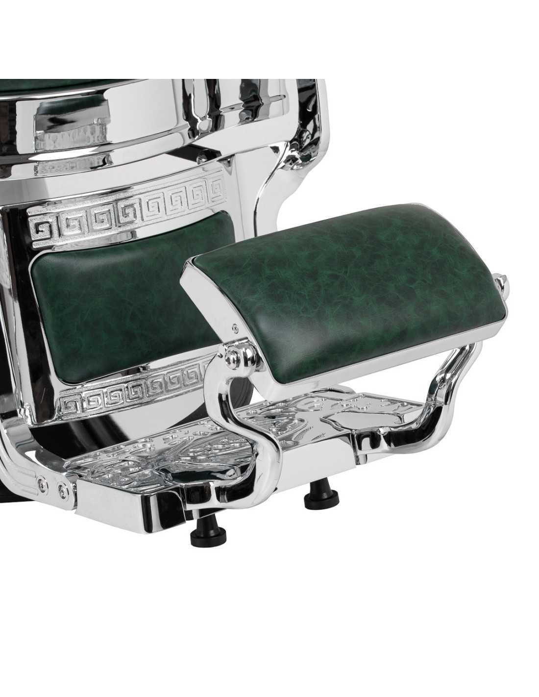 Fauteuil de barbier Cavalese Vert avec cadre chromé 