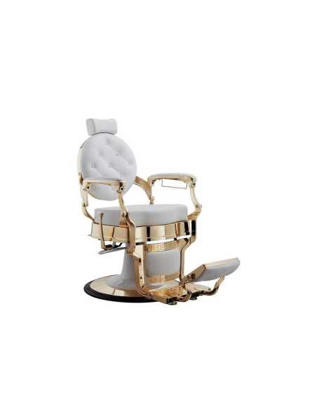 Poltrona da barbiere Florence White & Gold: pura lucentezza e comfort professionale
