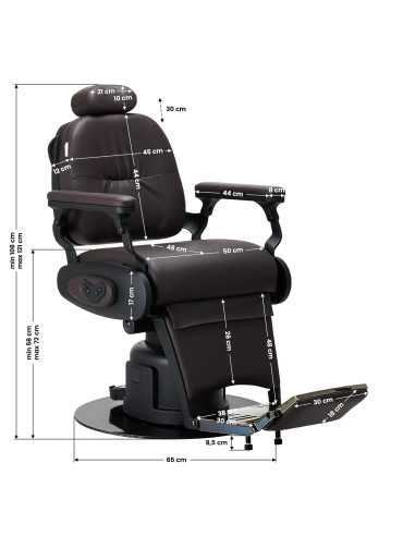 Fauteuil barber électrique brun – réglages motorisés pro