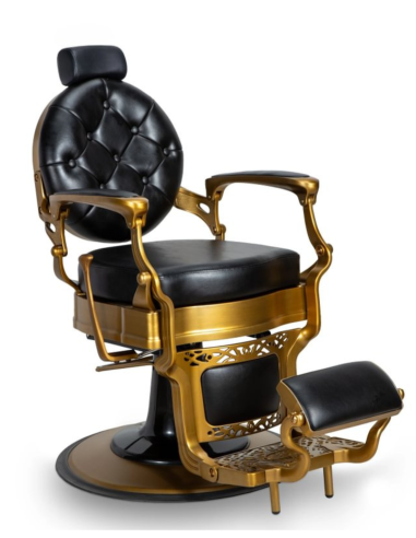 Sillón de barbero Medici Gold: elegancia y estabilidad profesionales