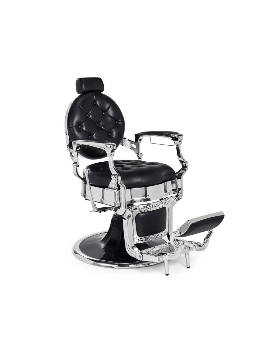 Friseurstuhl in Schwarz und Chrom – Medici Nero Cromo