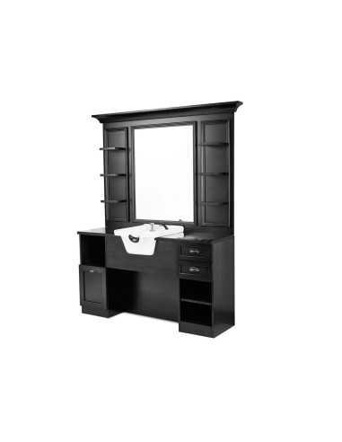 Cavalese Barber Shop Styling Station | Retro-Design Schwarz Ebenholz