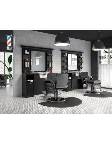 Cavalese Barber Shop Styling Station | Retro-Design Schwarz Ebenholz