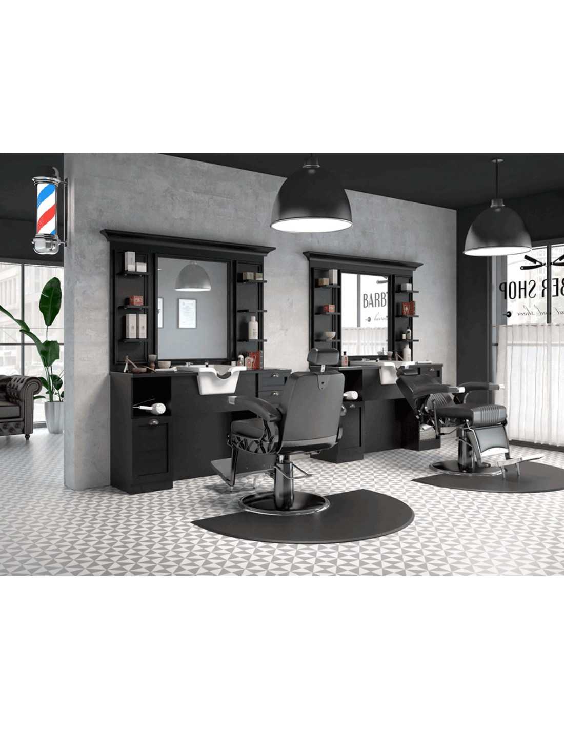 Cavalese Barber Shop Styling Station | Retro-Design Schwarz Ebenholz