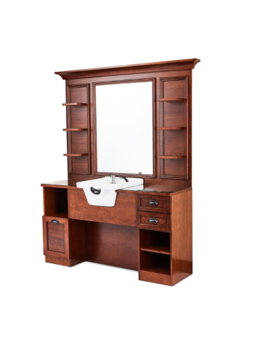 Cavalese Castello Barber Shop Post Walnut Wood | Retro Italian Design