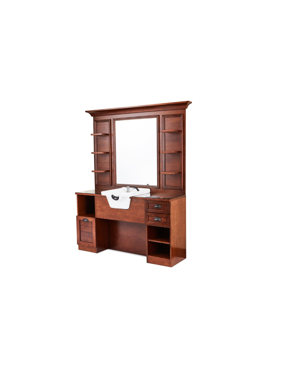 Cavalese Castello Barber Shop Post Walnut Wood | Retro Italian Design