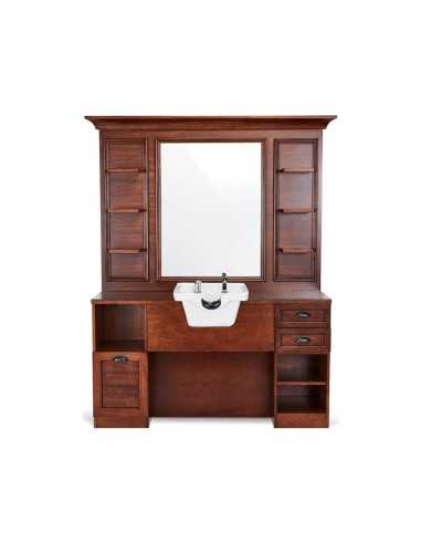 Cavalese Castello Barber Shop Post Walnut Wood | Retro Italian Design