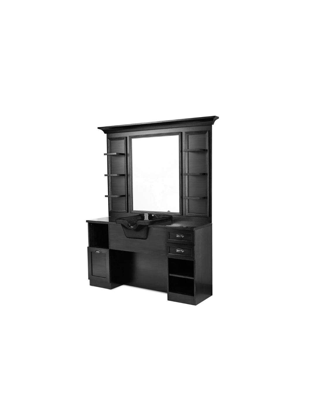 Cavalese Barber Shop Styling Station | Retro-Design Schwarz Ebenholz