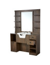 Postazione di styling per barbiere in noce scuro – Design e lavandino