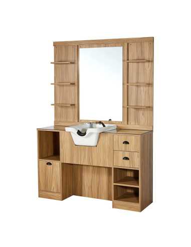 Friseur-Styling-Station aus heller Eiche – Style & Pro Sink
