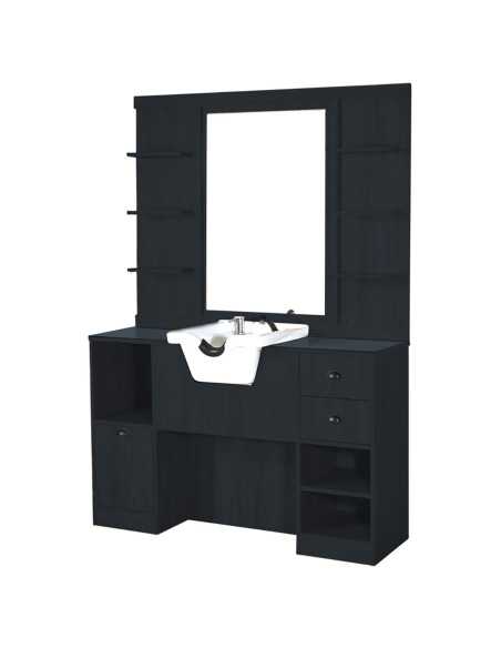 Poste de coiffage barber noir mat – station barbershop haut de gamme
