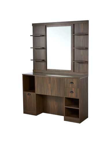 Barbershop Styling Station Dark Walnut – XL Mirror | GoldBeaute