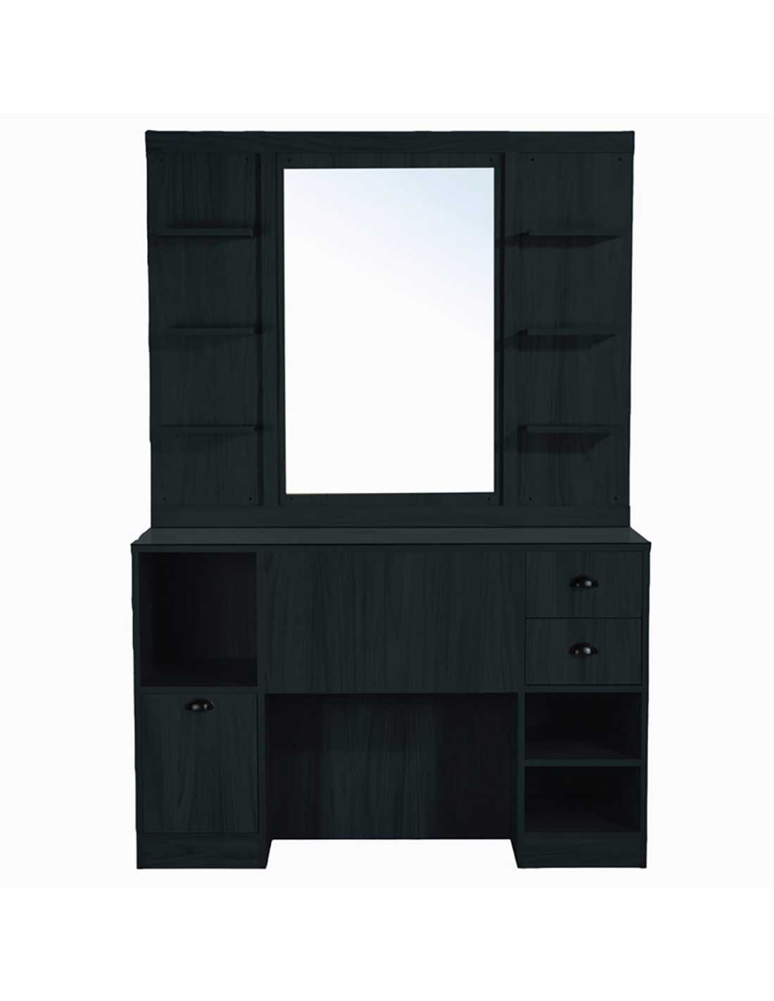 Mattschwarze Friseur-Stylingstation – XL-Spiegel & professionelle Aufbewahrung