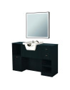 8B Barber Station Light Black Wood with Sink & Mirror