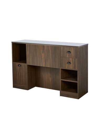 Barbershop 8B LED Donkere Walnoot Styling Station – Spiegel & Professionele Opbergruimte