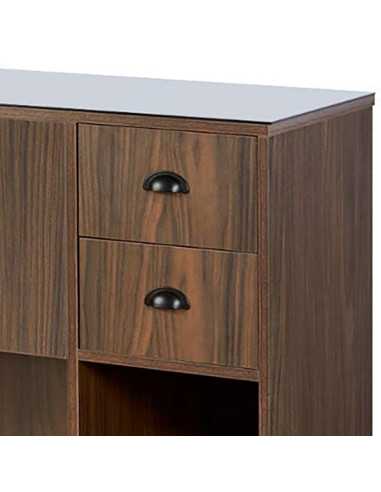 Barbershop 8B LED Donkere Walnoot Styling Station – Spiegel & Professionele Opbergruimte