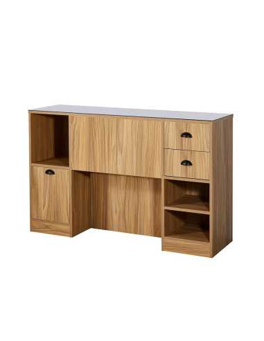 Postazione di styling 8B LED nero opaco – Specchio rotondo e contenitore